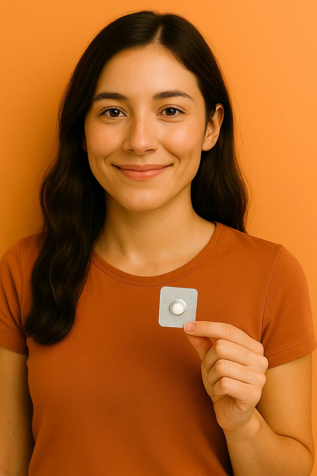 Mujer sosteniendo pastillas anticonceptivas para prevenir el embarazo